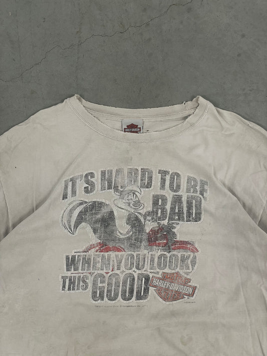 Thrashed Vintage Harley Davidson + Looney Tunes Collab Tee | XL